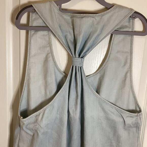 Mona B Womens Mini Shift Sleeveless Dress Size Large Denim Look Style Light Blue - Picture 5 of 7